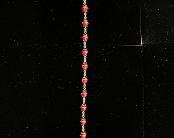 14K Ladybug Bracelet Ladies Womens Girls Enamel lady bug