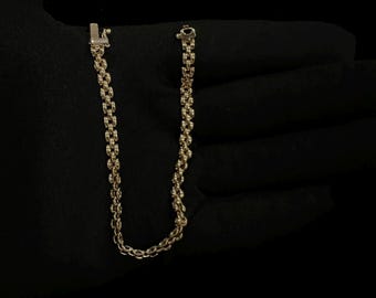Real 14K Yellow Gold Panther link Bracelet 7”