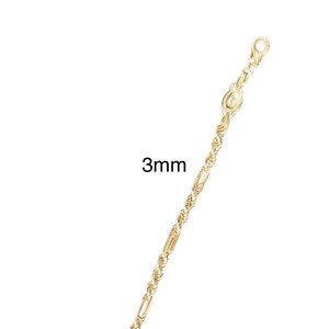 Real 14K Yellow Figarope Chain and Bracelet, 14kt Gold Milano Chain and Bracelet Matching Set, Figaro and Rope Chain in real 14kt gold