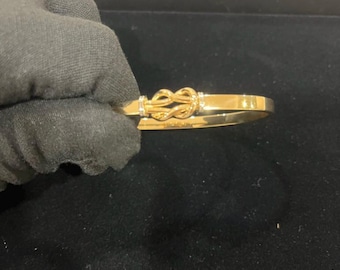 14K Yellow Gold Love Knot Bangle 7 inch for Women Ladies in real 14kt Gold