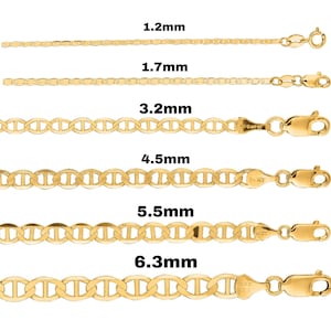 REAL 14kt gold Mariner Anchor Chain Necklace/Bracelet/Anklet Mens Womens Kids Unisex flat style Mariner Chain 14kt gold flat chain 1mm-6.3mm