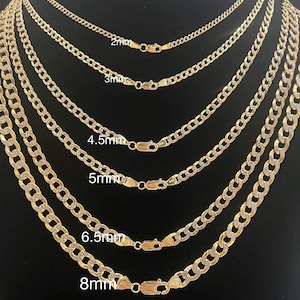 Real Hollow 14K Gold Cuban Chain two-tone white pave for Mens Womens Kids Unisex