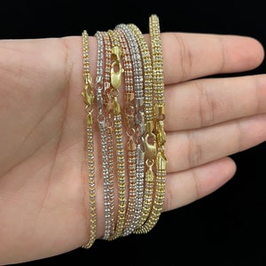 14K Gold Ice Chain and Bracelet Matching set in Yellow, Rose, and White, Real 14K Ice Necklace for Men, Women, and Kids, Sparkling Chain
