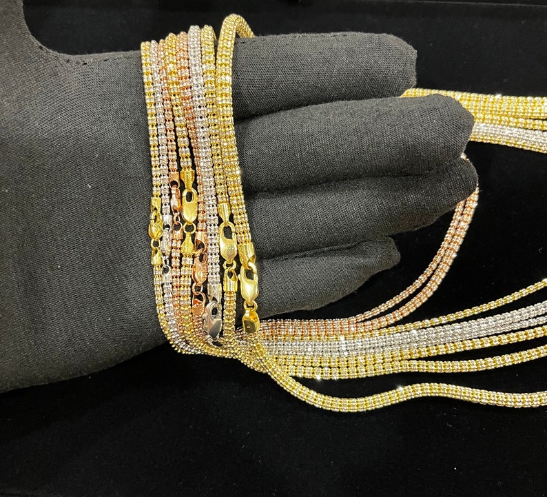 14K Gold Ice Chain and Bracelet Matching Set in Yellow, Rose, and White ...