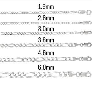 WHITE 14kt Solid Gold FIGARO Link Chain NECKLACE Thick For Men And Women Available From 1.9mm-6.0mm