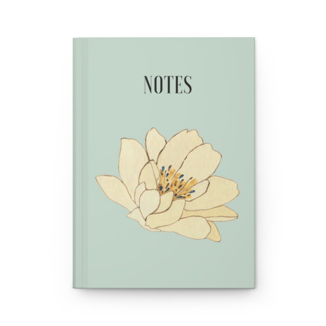 Hardcover Journal Matte Floral Cottage Core Flower Sage Blue Notebook ...