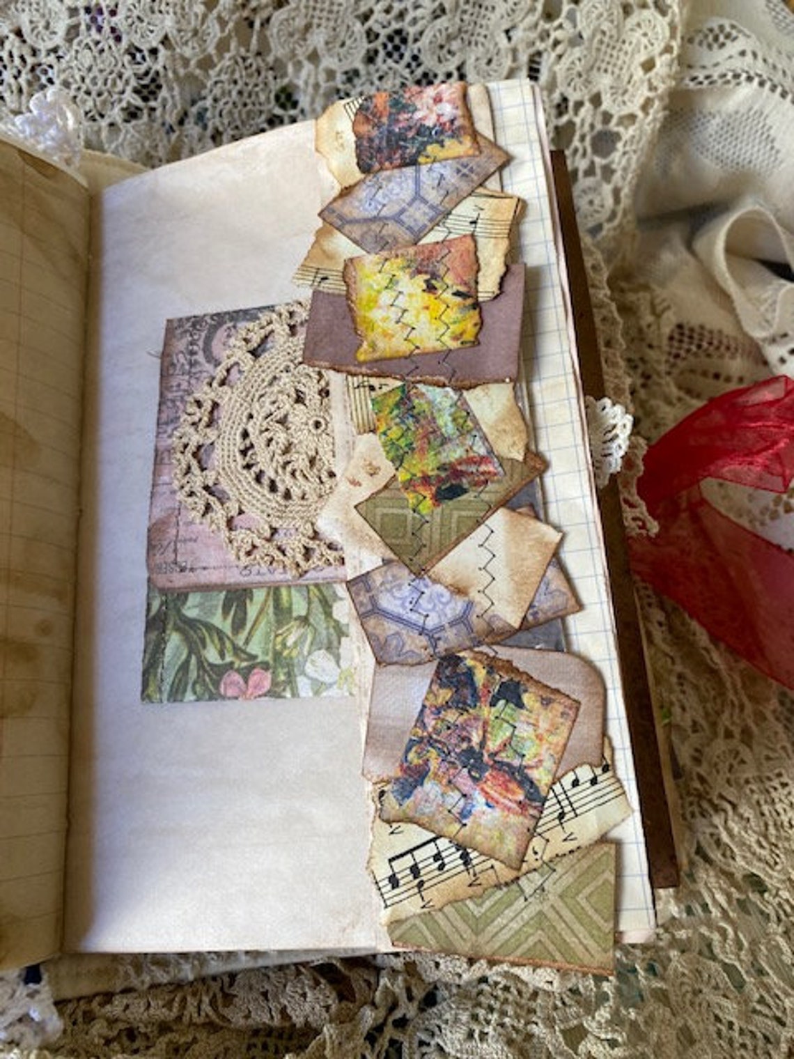 Fabric and Lace Junk Journal With Strikingly Unique Cover Etsy