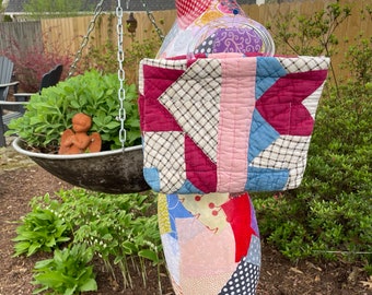Vintage Quilted Purse, Quilted Purse, Acrylic Handle Purse, Tote purse