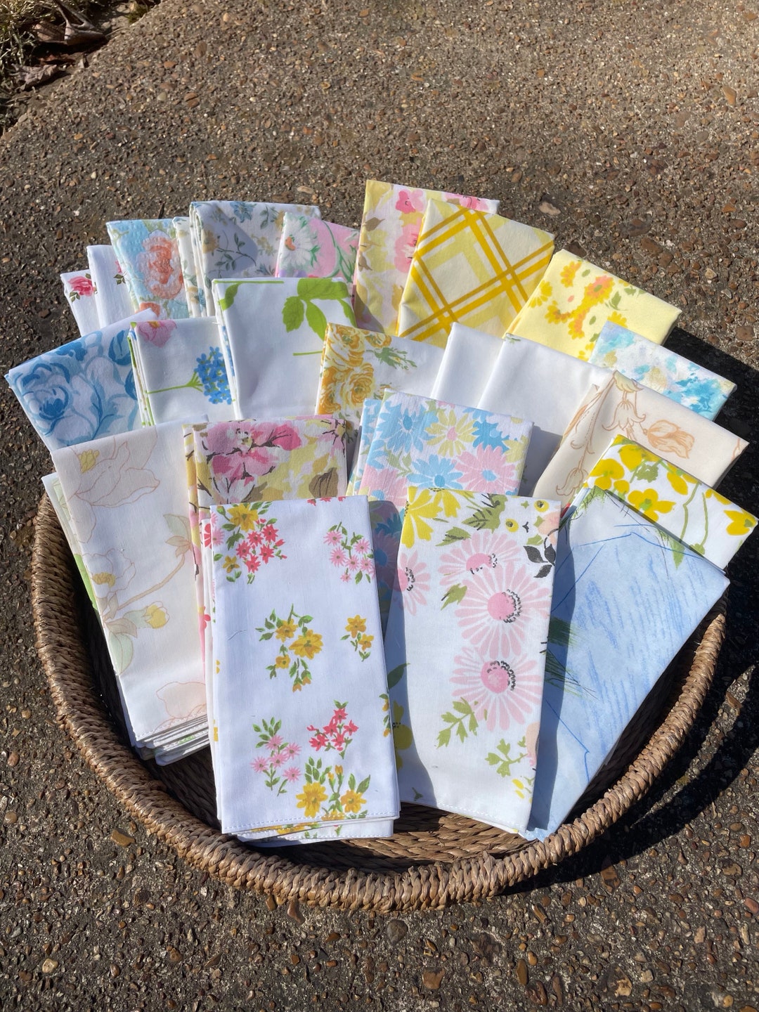 Vintage Cloth Napkins, Vintage Sheet Napkins, Cloth Napkins, Dinner