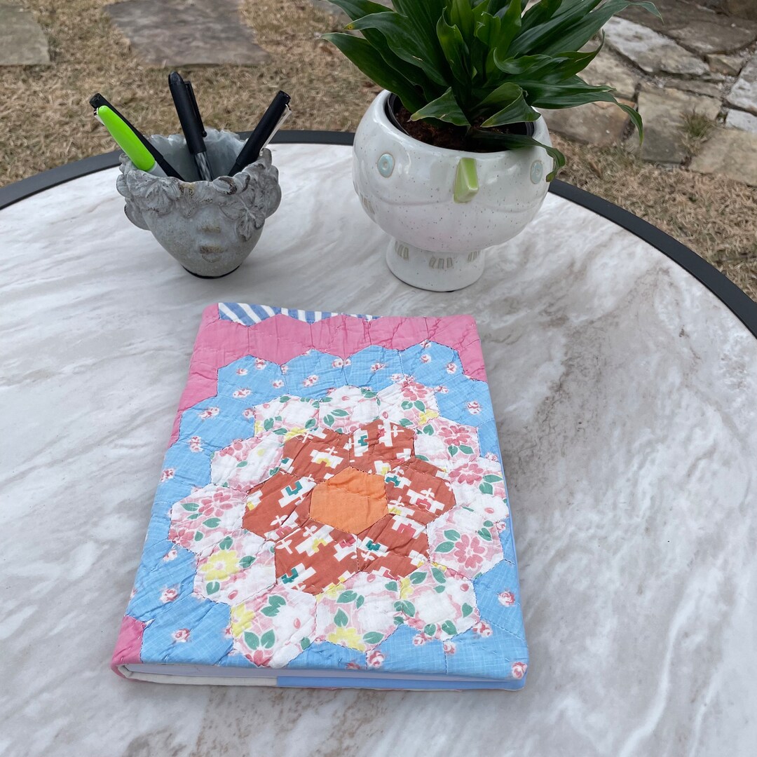 Handmade Journal Cover, Fabric Journal, Quilted Journal Cover, Reusable Journal, Fabric Diary