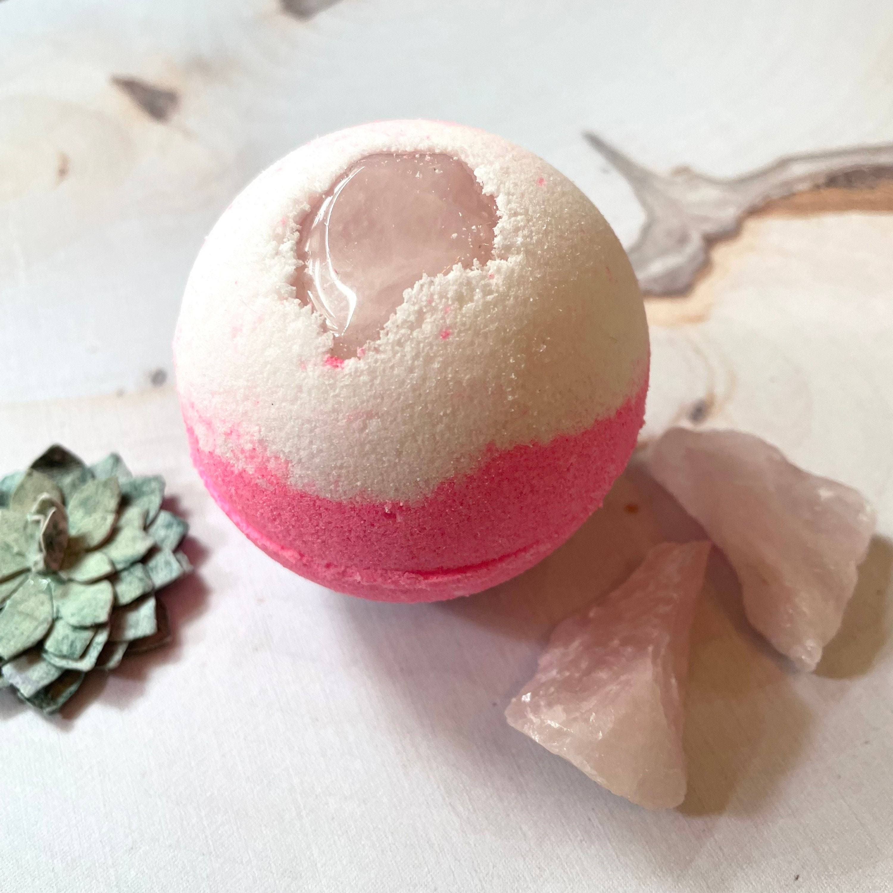 Rose Quartz Bath bomb Relaxing Bath Bomb Anti Stress Anti Etsy