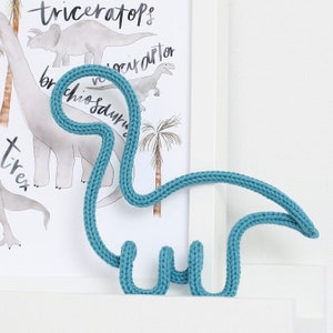 Knitted wire Dinosaur, dinosaur gifts, Brachiosaurus, children’s wall art, kids room decor.