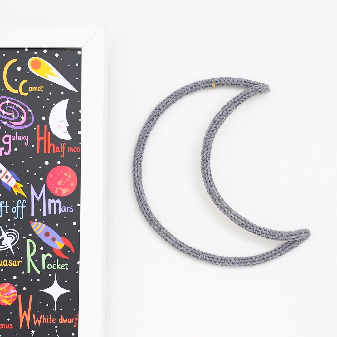 Knitted Wire Moon, Space Theme, Children’s Bedroom Decor, Crescent Moon ...