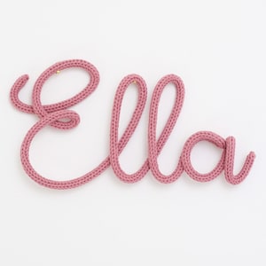 Knitted wire name sign, kids room decor, Personalised baby gift, Nursery name sign, children’s wall art, new baby gift