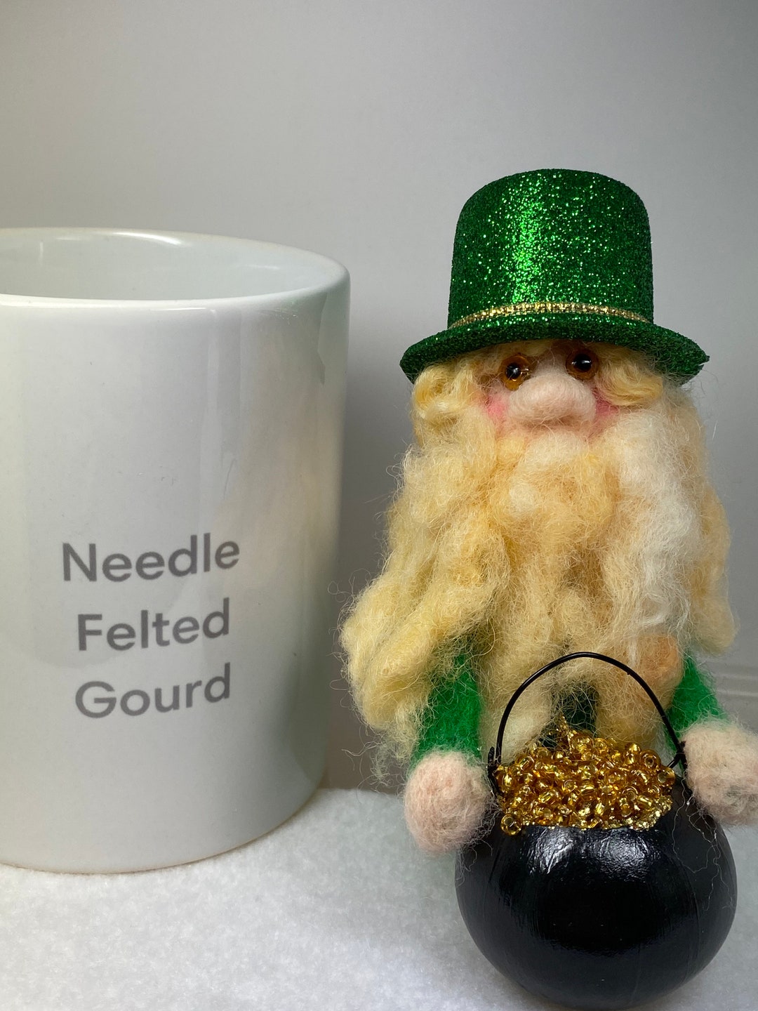 Needle Felted Leprechaun Gnome With Pot of Gold Etsy