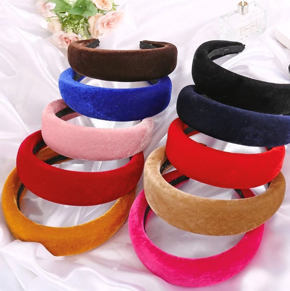 Pink velvet padded headband,bohemian vintage styl… - image 3