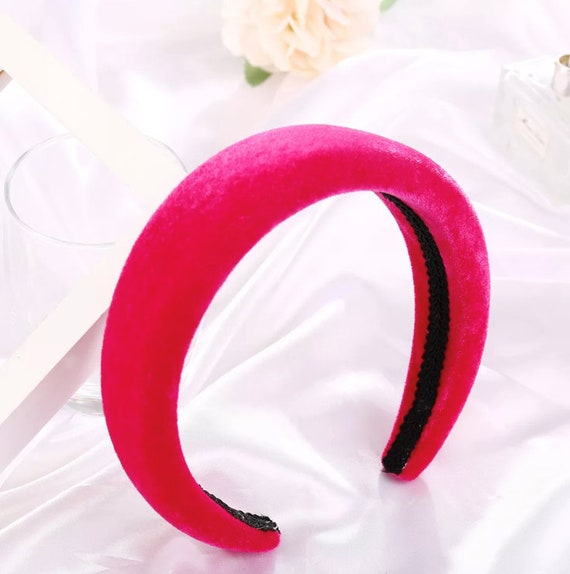 Pink velvet padded headband,bohemian vintage styl… - image 1