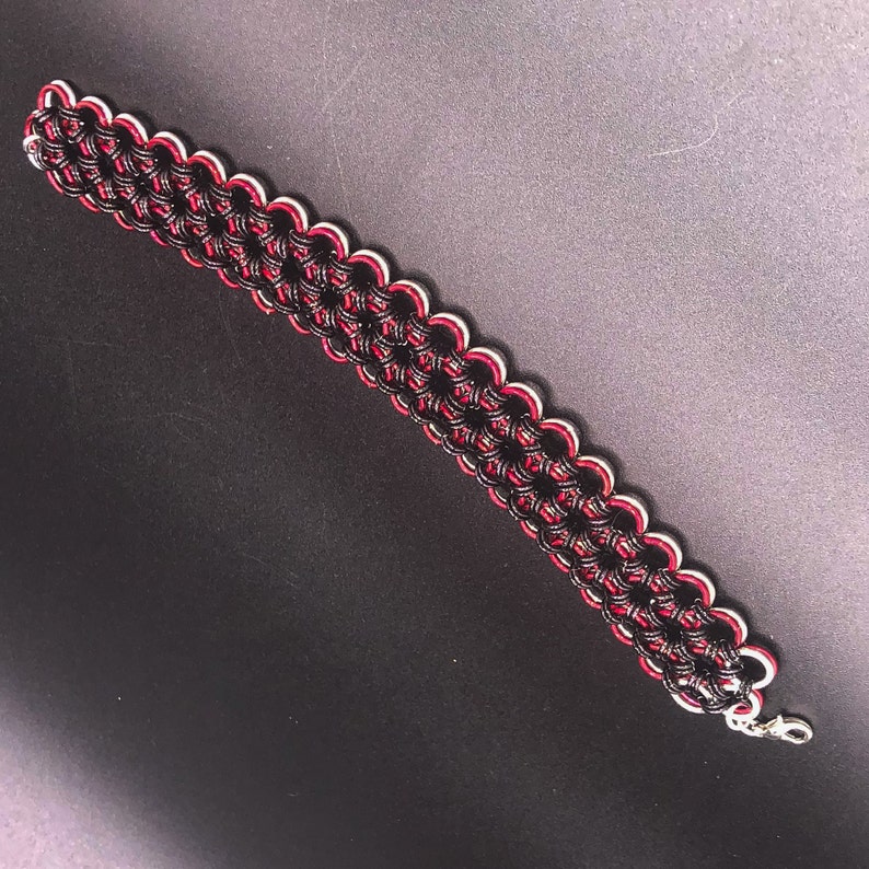 reversible chainmail cuff unisex cuff Reversible chainmail bracelet Japanese weave aluminum chainmail bracelet two looks in one
