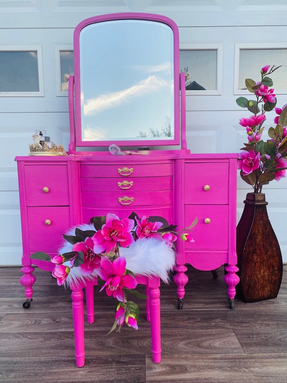 Barbie Antique Vanity Pink Vanity Vanity Mirror Makeup Table Etsy Canada