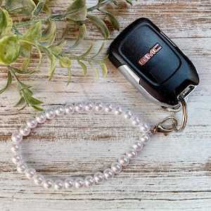 Llavero de pulsera con perlas / Dije de llavero con cuentas de perla / Tirador de cremallera con cuentas