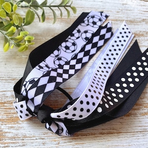 Soccer Hair Ribbons - Ponytail Ribbon Streamers, Sports Ponytail Holder