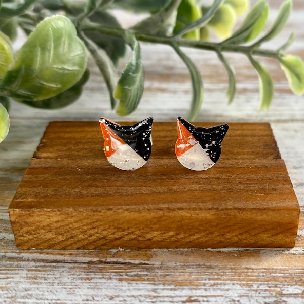 Calico Cat Earrings | Cat Stud Earrings | Kitty Earrings