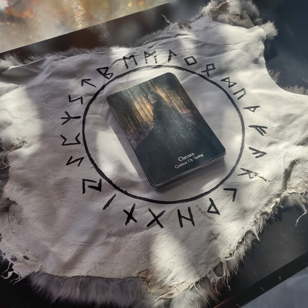 Rune circle alter cloth | rabbit hide elder futhark alter cloth | norse alter cloth | Viking alter cloth | runic alter cloth |