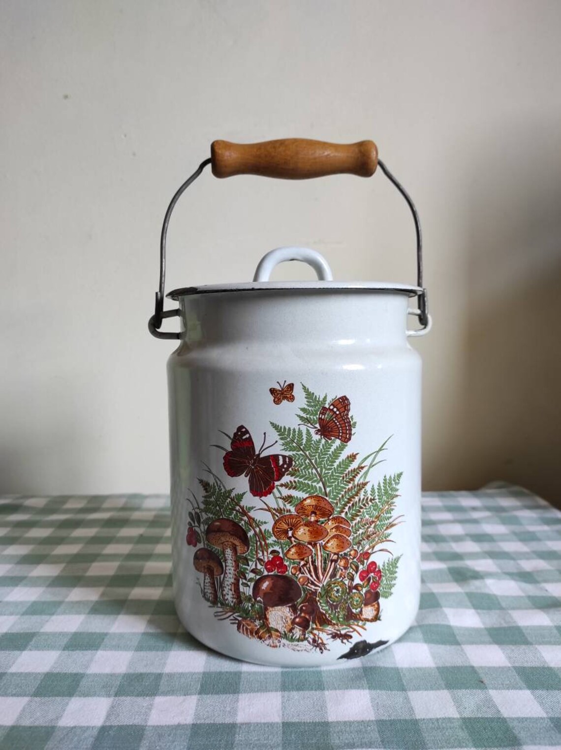 Vintage Küchenutensilienhalter Weiße Emaille Milchkannen | Etsy