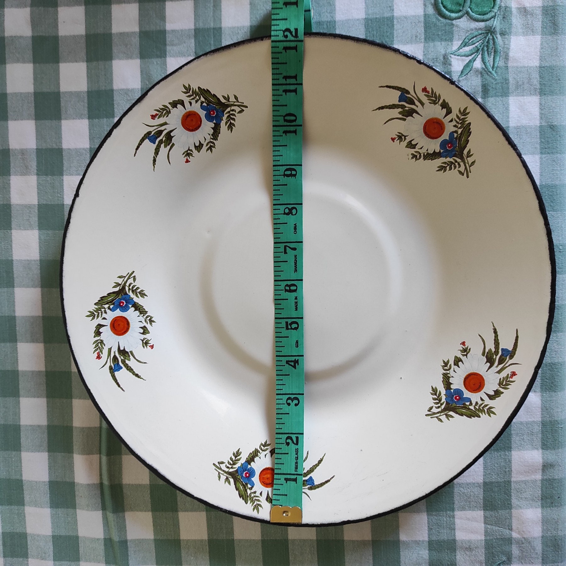 Vintage Enamel Plate Large Floral Enamelware Cottagecore Etsy