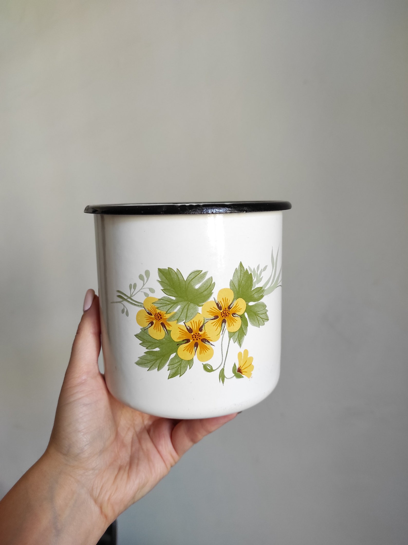Vintage Enamel Mug Floral Tin Mug Enamel Coffee Mug Etsy