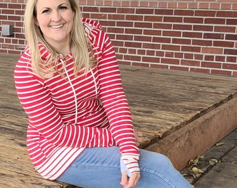 Twisted Peppermint Women's Pullover | Red and White Striped Women's Pullover | Women's Pullover Hoodie