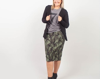 Pencil Skirt Camo Print | Knee Length Stretchy Fabric