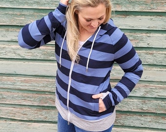 Blue Stripe Hoodie - Etsy