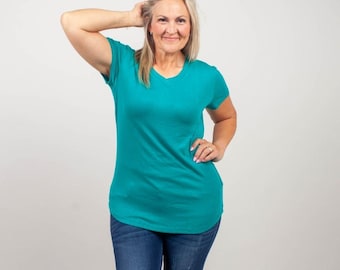 V-Neck Teal Blue T-Shirt