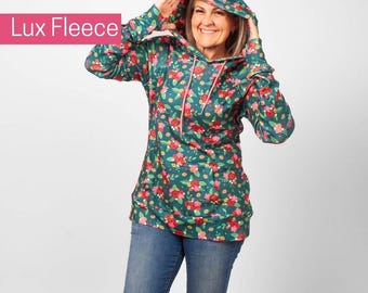 Pullover Hoodie Lux Cindy Floral | Fleece Jacket with Thumbholes