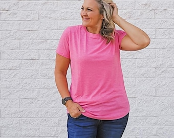 Studio Crew Neck Heather Pink T-Shirt