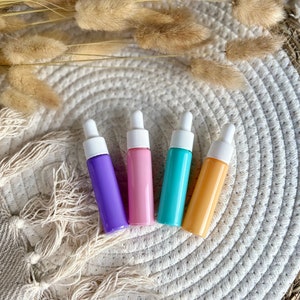 Glass bottles 10 ml with pipette / 4 pieces pastel colored bottles for essential oils / DIY cosmetic accessories