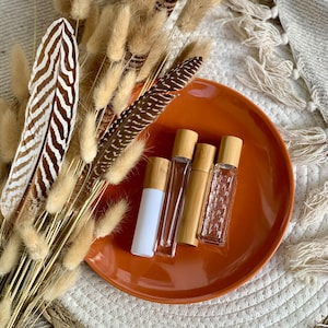 Boho Glasflaschen für ätherische Öle 10 ml / 4 Roll-on Flaschen für DIY Parfüm  /