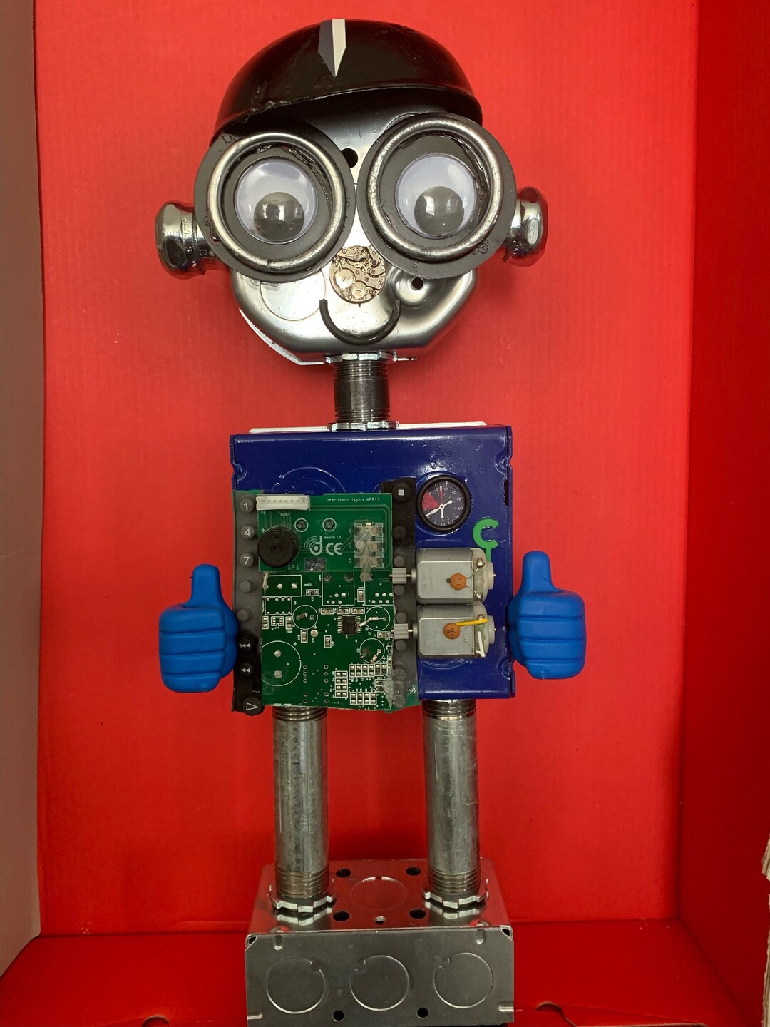 Sentry Bot Assemblage Art Robot Made From Found Objects Etsy