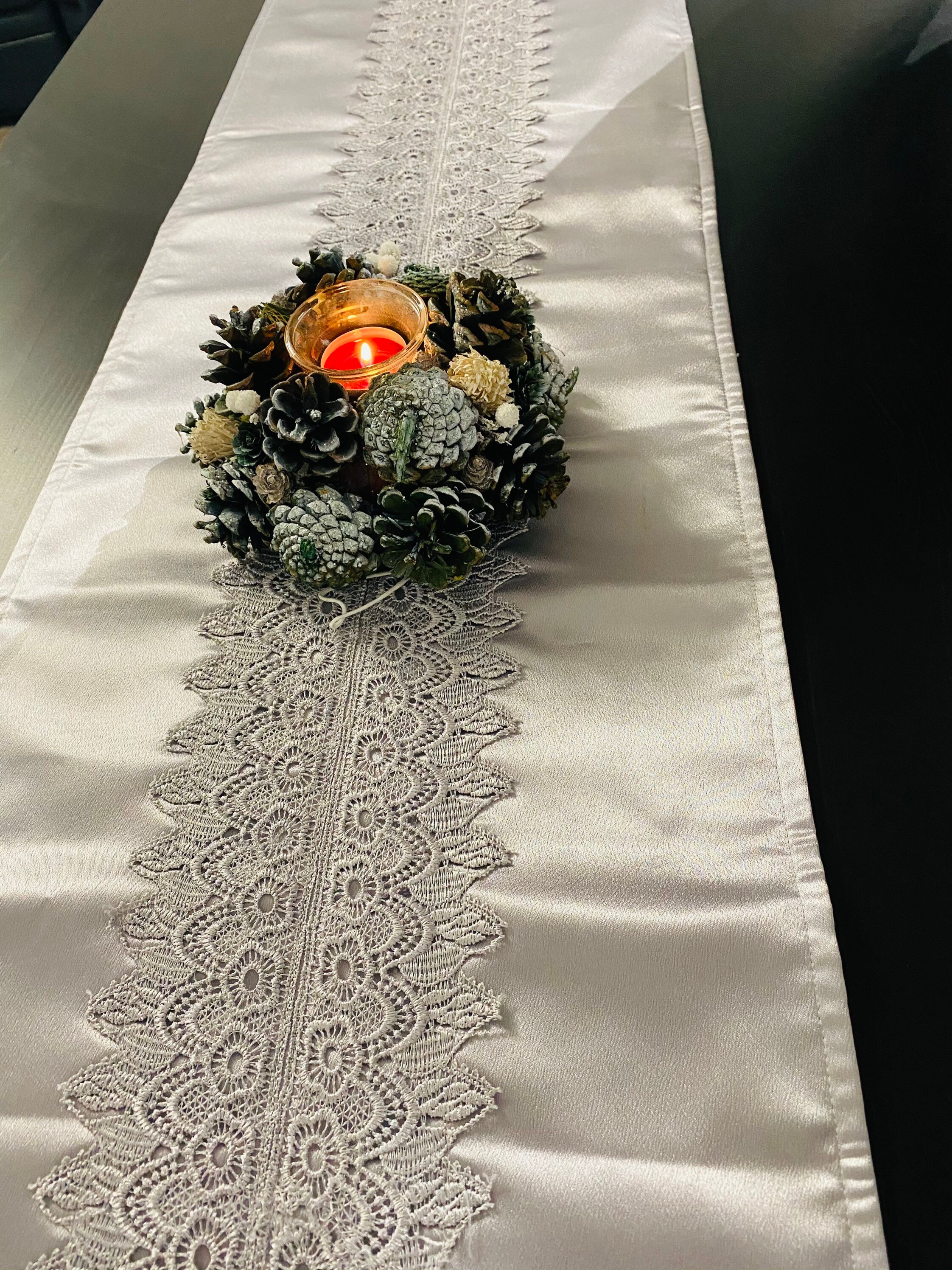 Christmas table runner Satin Glitter Silver Rich Wedding New Etsy