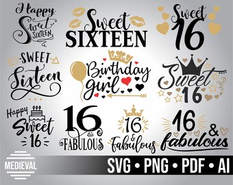Download Sweet 16 Svg Etsy