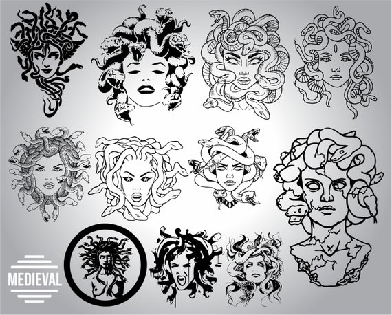 MEDUSA DESIGNS Medusa vector clipart Medusa head svg | Etsy