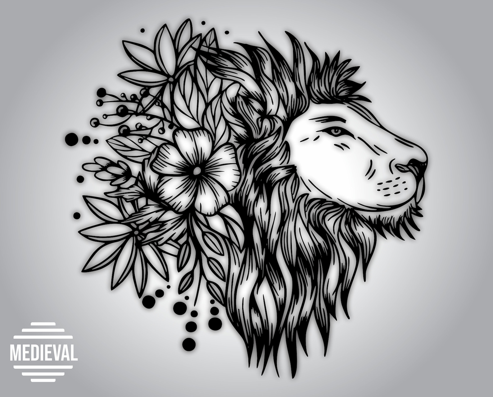Lion svg Lion Flower png Lion Mandala pdf Lion Flowers Eps Etsy