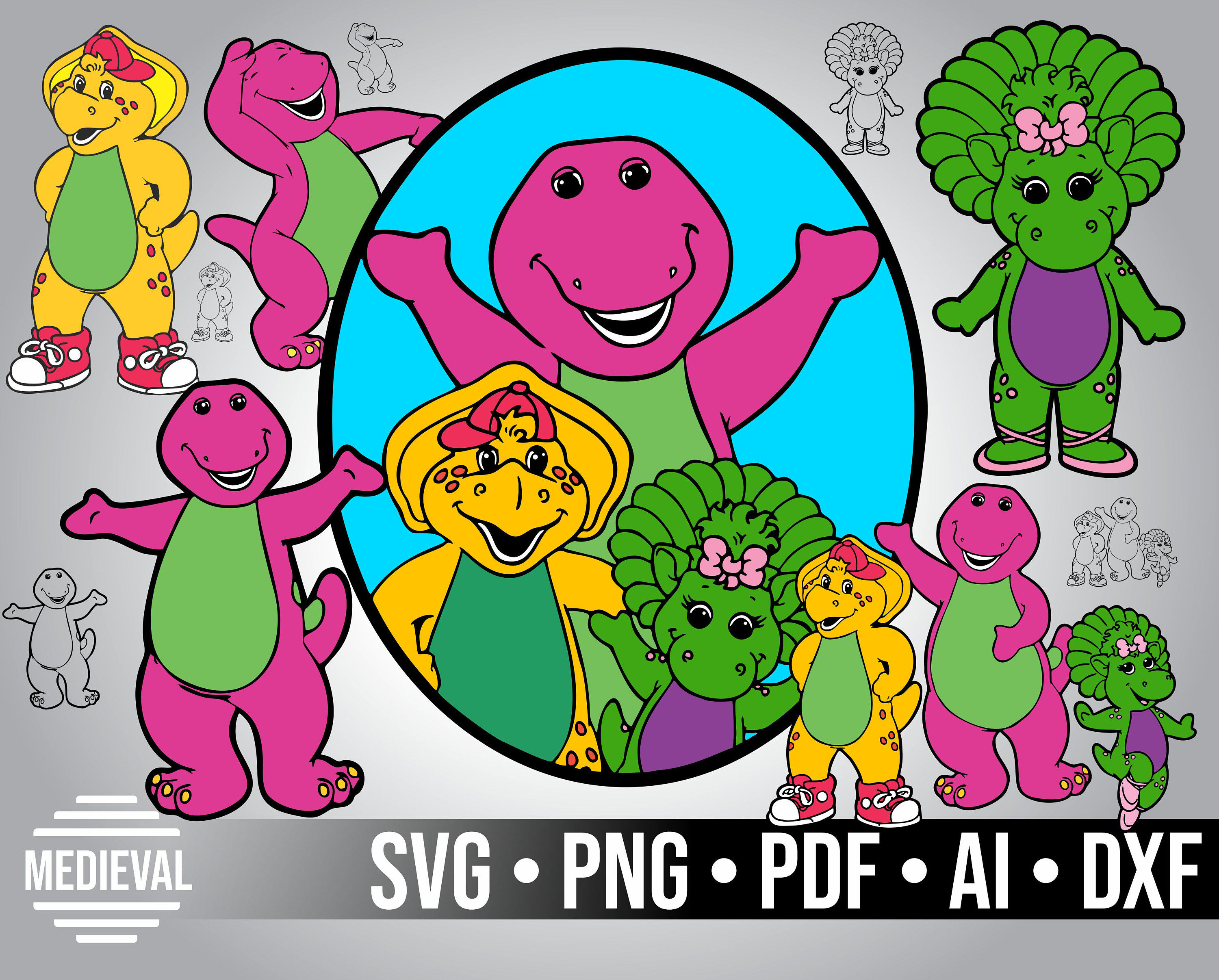 Barney and Friends designs SVG svg dxf Cricut Silhouette Etsy
