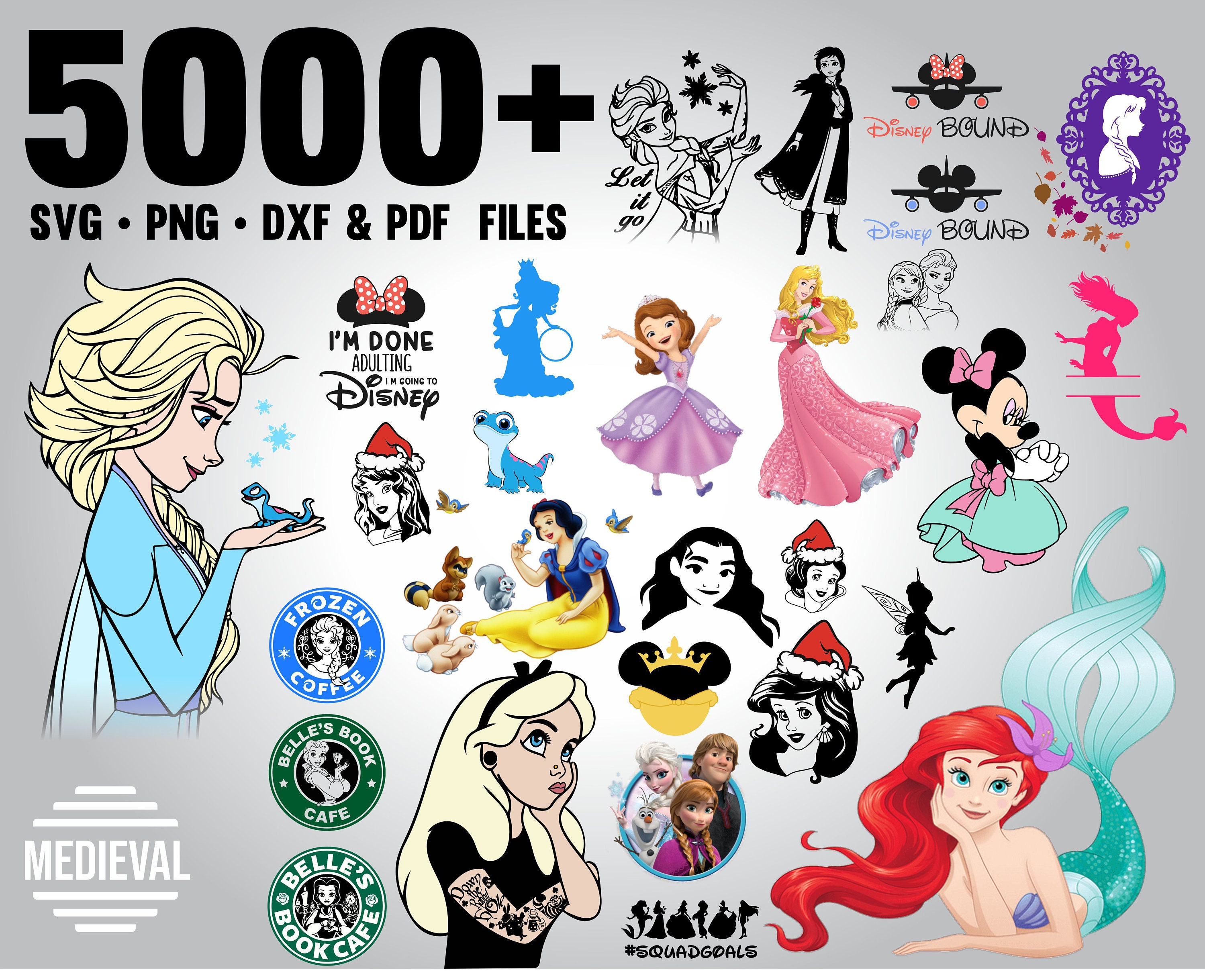 Download 5000 Designs Mega Bundle Disney Princess Svg Princess Png Etsy