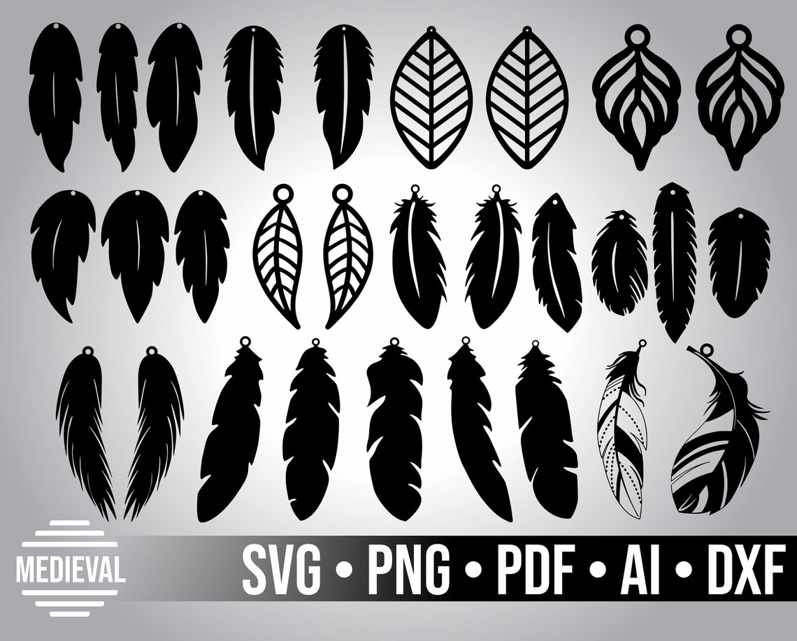 Feather earrings svg earrings svg template for cricut faux Etsy