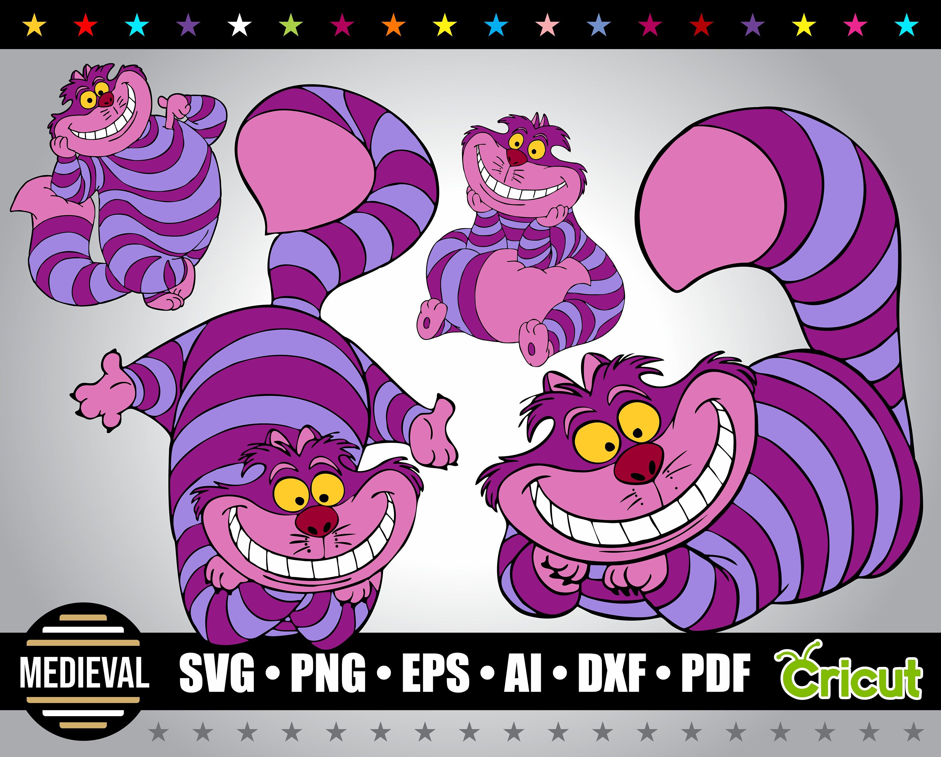 Cheshire Cat svg png dxf pdf Eps Ai Cheshire Cat | Etsy
