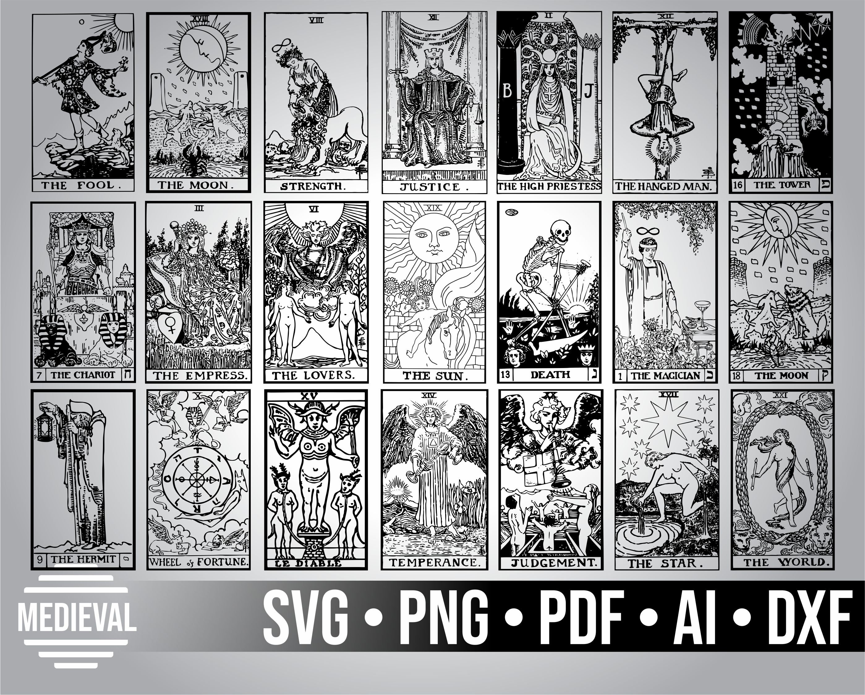 CARDS OF TAROT Tarot card set svg png pdf jpg Tarot art | Etsy