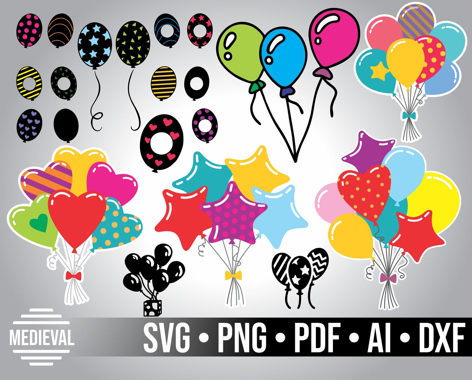 Balloons svg pack balloon clipart cricut balloon cartoon Etsy