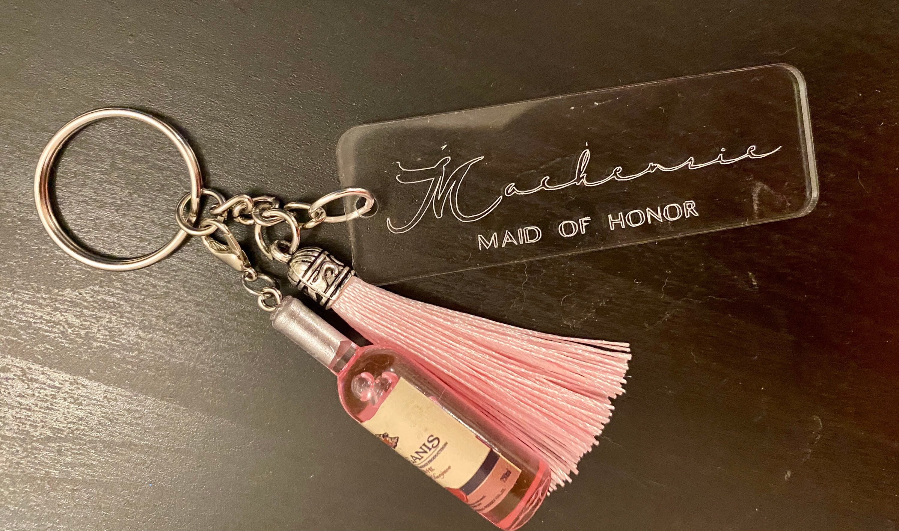 Engraved Acrylic Keychain With Tassel and Resin Charm Key Etsy